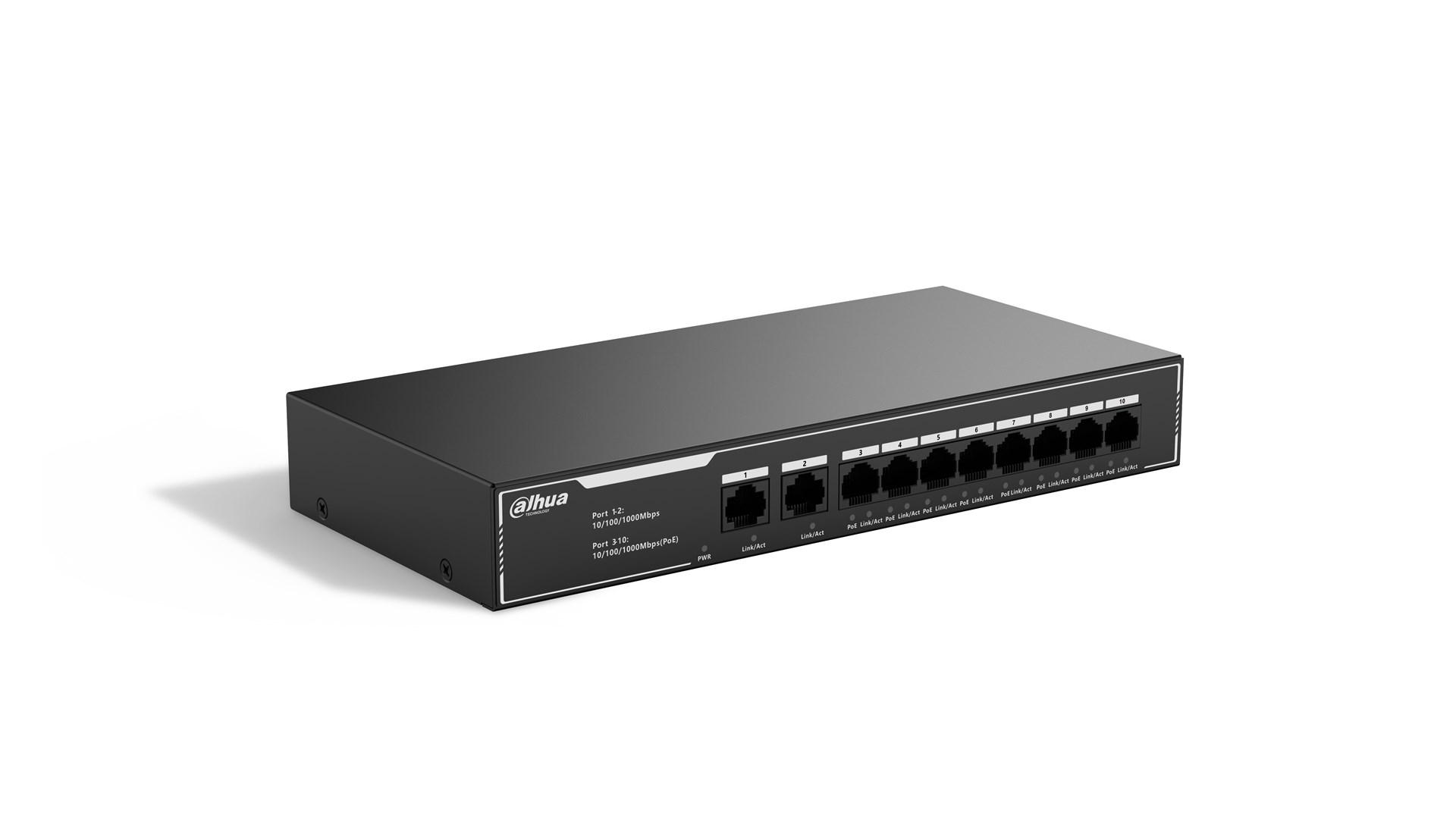 Netværksswitch Dahua SG1010LP 10-port Gigabit PoE billede