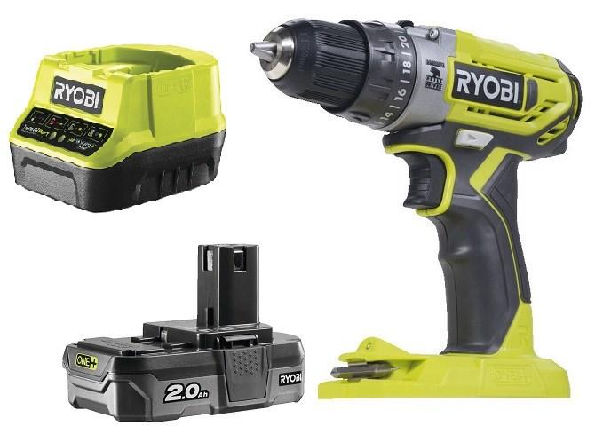 Bore-/slagskruemaskine 18V RYOBI R18PD2-120B med 1×2,0 Ah