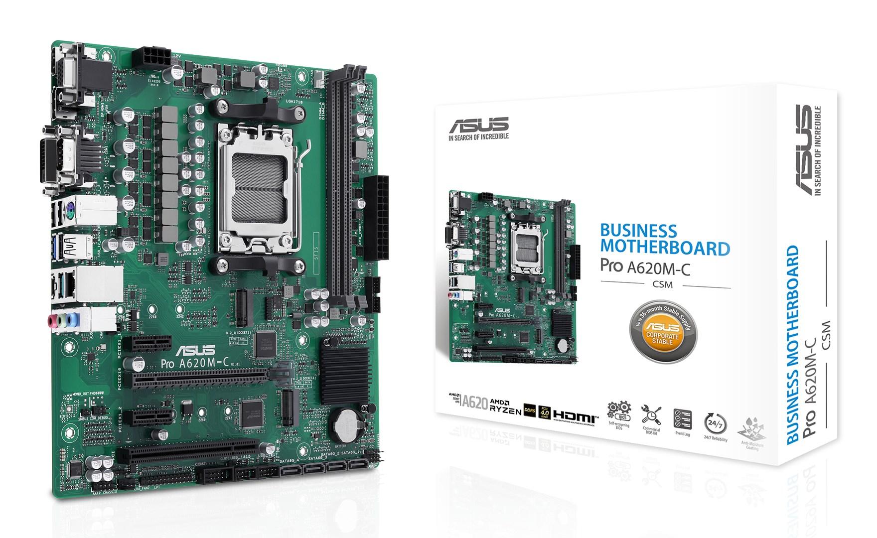 Bundkort ASUS Pro A620M-C-CSM AMD A620, Socket AM5, micro ATX billede