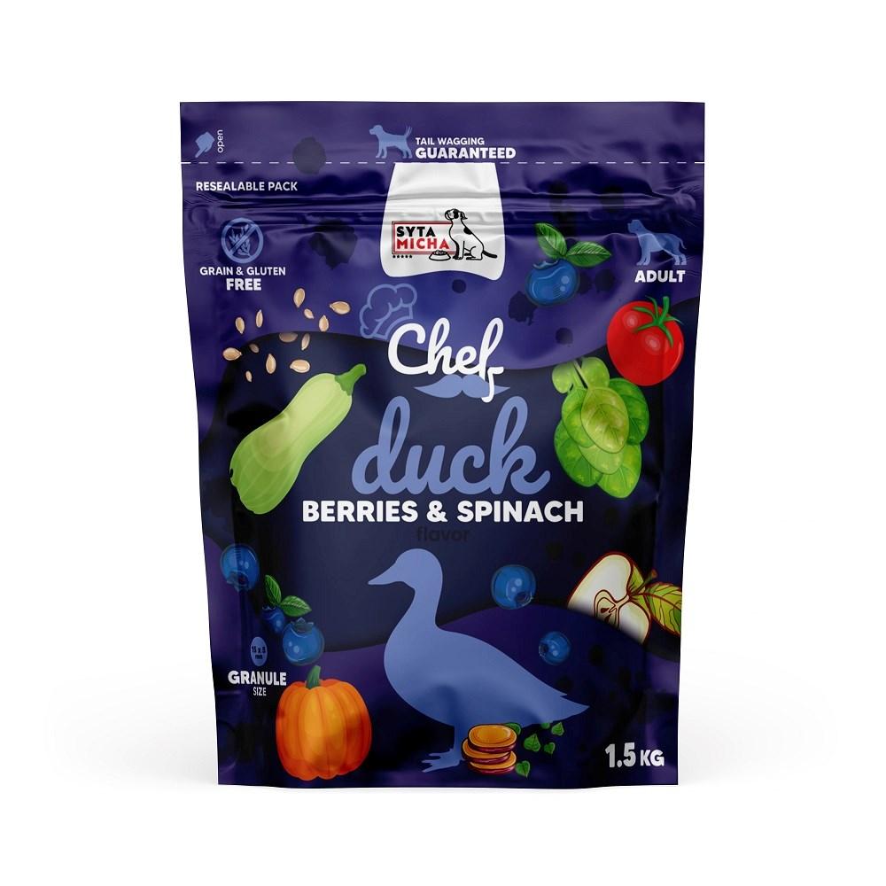 Hundefoder tørfoder SYTA MICHA Chef and med bær og spinat 1,5 kg