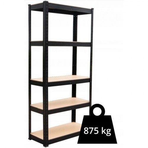 Reol til værksted/lager Topeshop – 180×90×30 cm, 5 hylder, 875 kg, fritstående, galvaniseret stål og MDF, sort