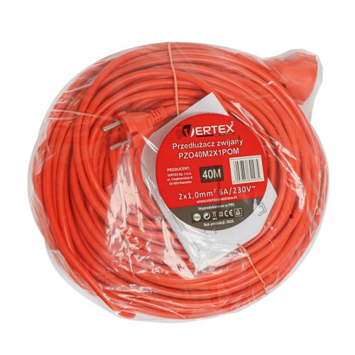 Forlængerledning 40 m IP44 - VERTEX, type E, 2×1,0 mm²