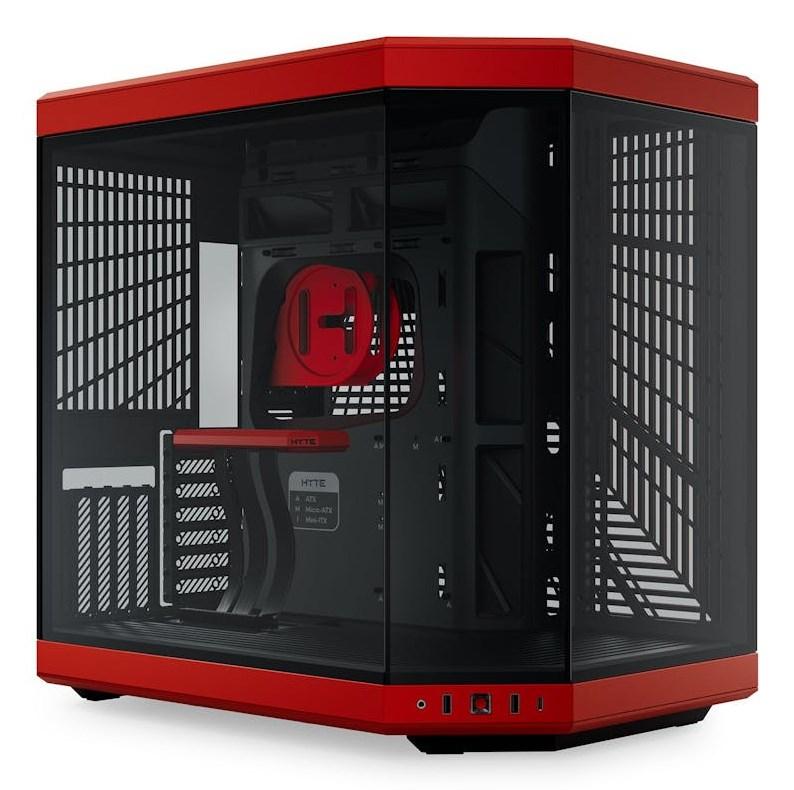 PC kabinet Hyte Y70 midi tower – sort/rød, hærdet glas billede