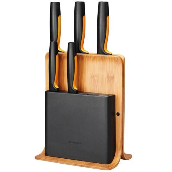 Knivblok med slidser - Fiskars 1057552, bambus/plast/rustfrit stål billede