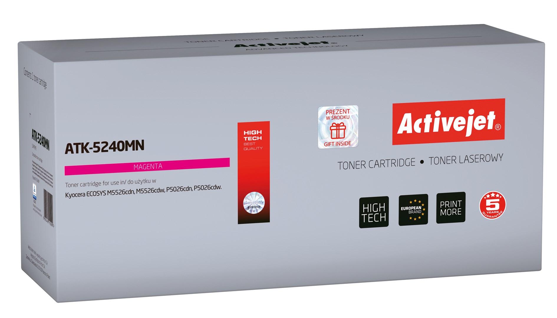 Toner til laserprinter Activejet ATK-5240MN – magenta, kompatibel med Kyocera TK-5240M, 3.000 sider