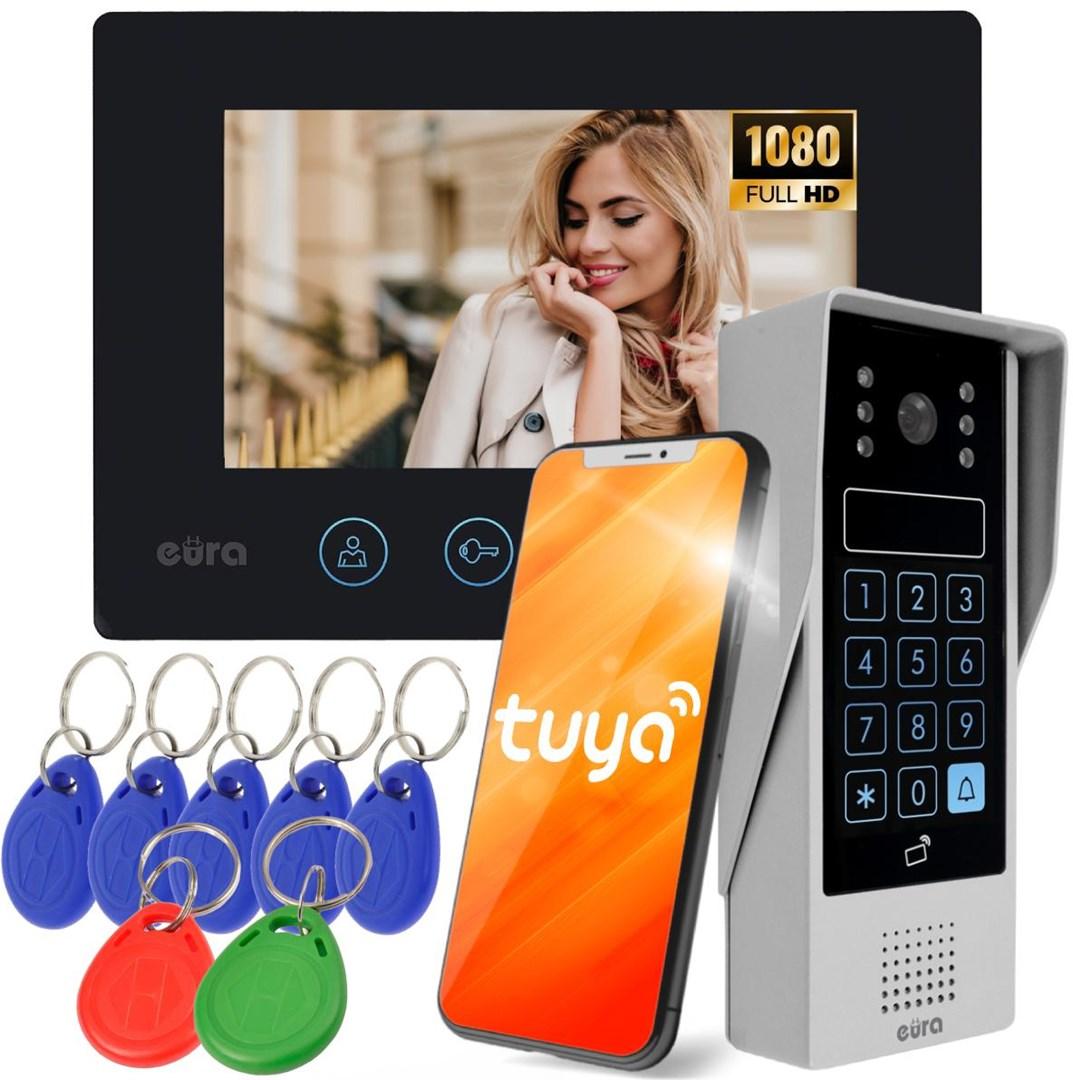 Dørtelefon med video Eura VDP-90A3 DELTA – sort monitor, Tuya