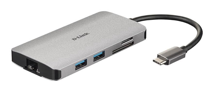 USB-C hub med HDMI og Ethernet - D-Link DUB-M810 8-i-1 billede