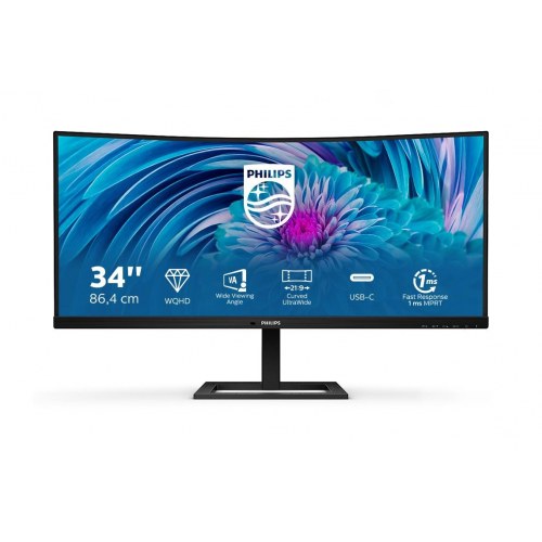 Skærm 34" Philips 346E2CUAE buet WQHD VA, 100 Hz, USB‑C, sort
