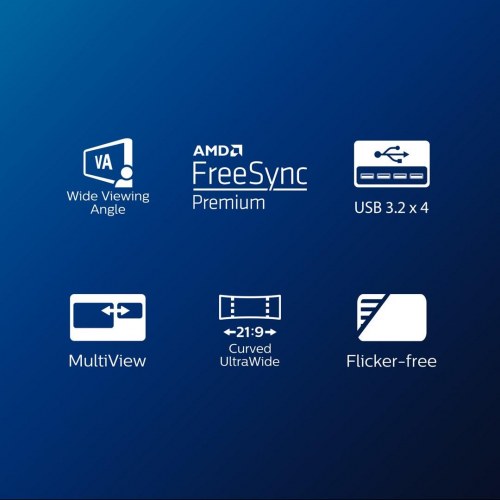 Skærm 34" Philips 346E2CUAE buet WQHD VA, 100 Hz, USB‑C, sort