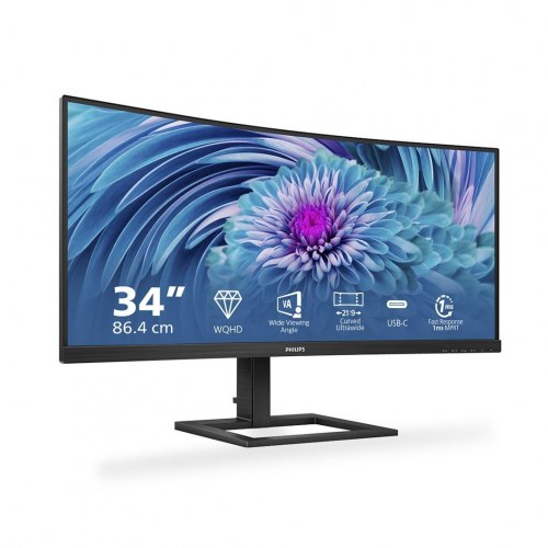 Skærm 34" Philips 346E2CUAE buet WQHD VA, 100 Hz, USB‑C, sort