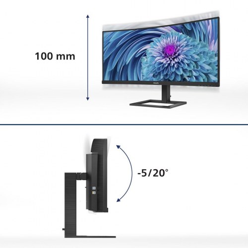 Skærm 34" Philips 346E2CUAE buet WQHD VA, 100 Hz, USB‑C, sort