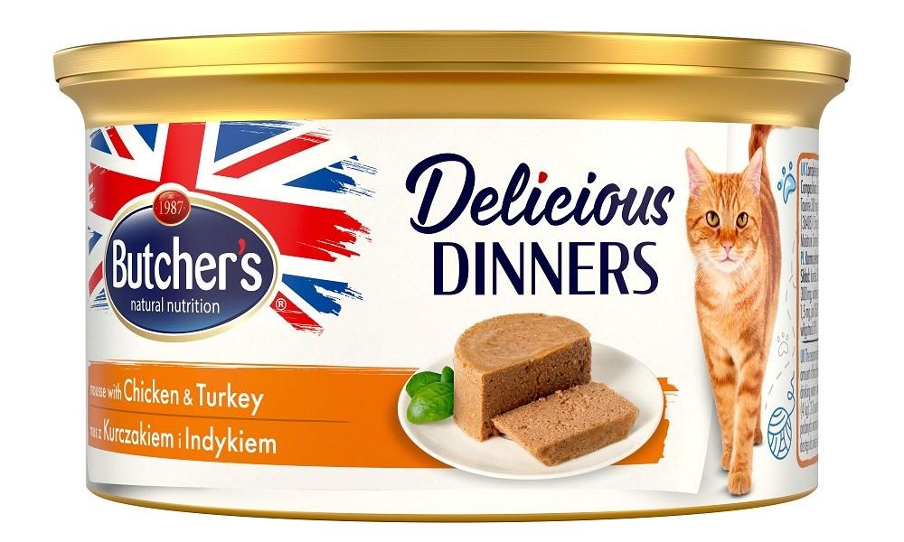 Vådfoder til kat – Butcher’s Delicious Dinners kylling & kalkun, 85 g