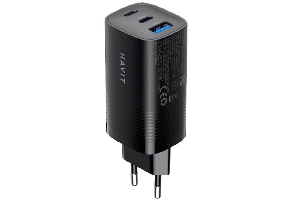 USB vægoplader 65 W med 3 porte – Havit UC20, sort