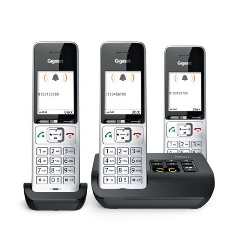 Fastnettelefon Gigaset COMFORT 500A Trio med nummerpræsentation - sort/sølv