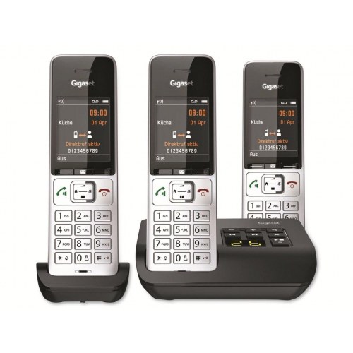 Fastnettelefon Gigaset COMFORT 500A Trio med nummerpræsentation - sort/sølv
