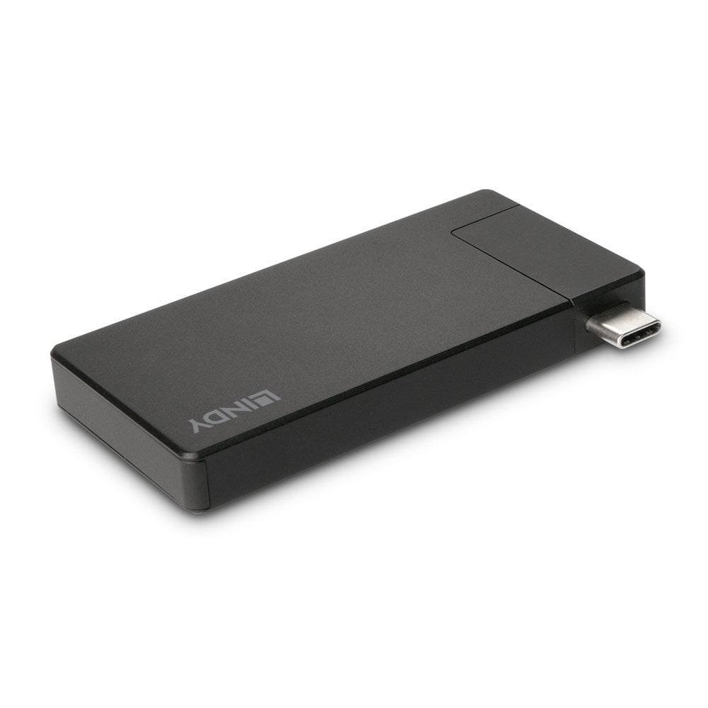 USB-C dockingstation til bærbar – LINDY DST-Micro med 4K og pass-through opladning billede