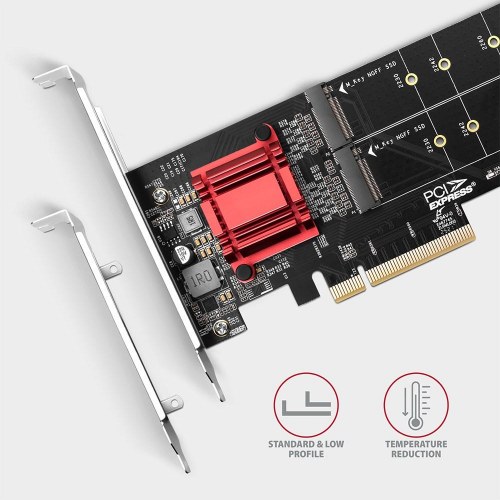 M.2 NVMe PCIe adapterkort - AXAGON PCEM2-ND, 2x M.2, PCIe 3.0