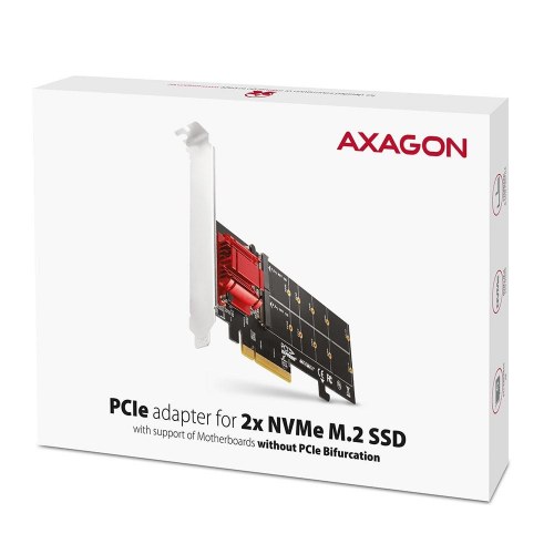 M.2 NVMe PCIe adapterkort - AXAGON PCEM2-ND, 2x M.2, PCIe 3.0