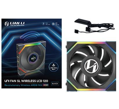 Kabinetventilator 120 mm - LIAN LI UNI FAN SL Wireless LCD, sort billede