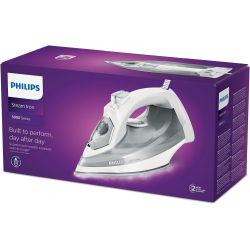 Strygejern Philips 5000 Series DST5010/10 – SteamGlide Plus, 2.400 W, grå/hvid