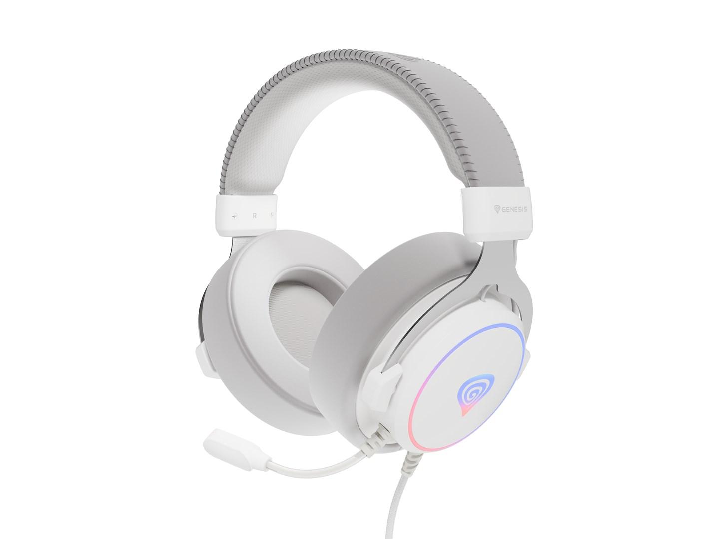 Gaming headset GENESIS Neon 764 - kablet, USB Type-A, hvid