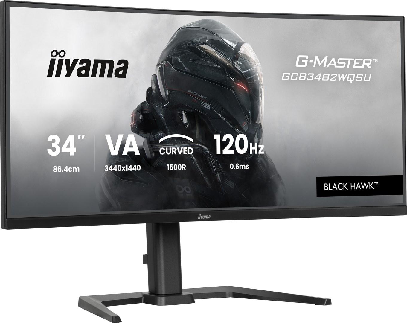 Skærm 34" iiyama G-Master GCB3482WQSU Black Hawk - buet, 120 Hz, 0,6 ms billede