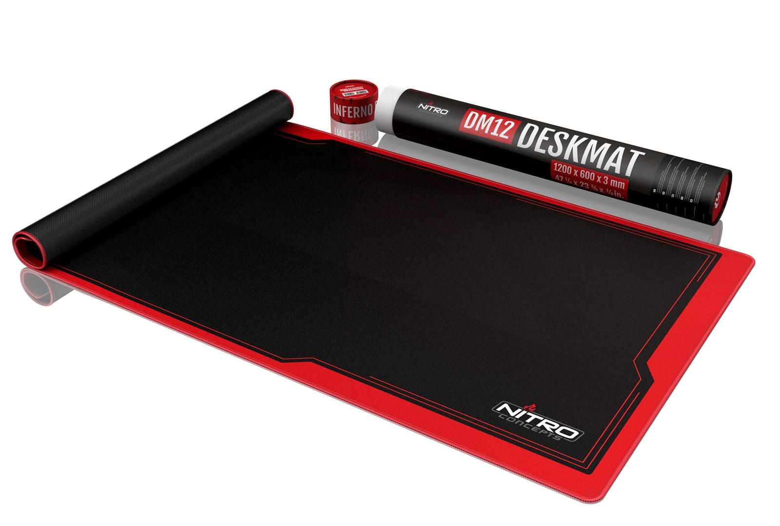 Musemåtte til gaming NITRO CONCEPTS DM12 – sort/rød, 120×60 cm