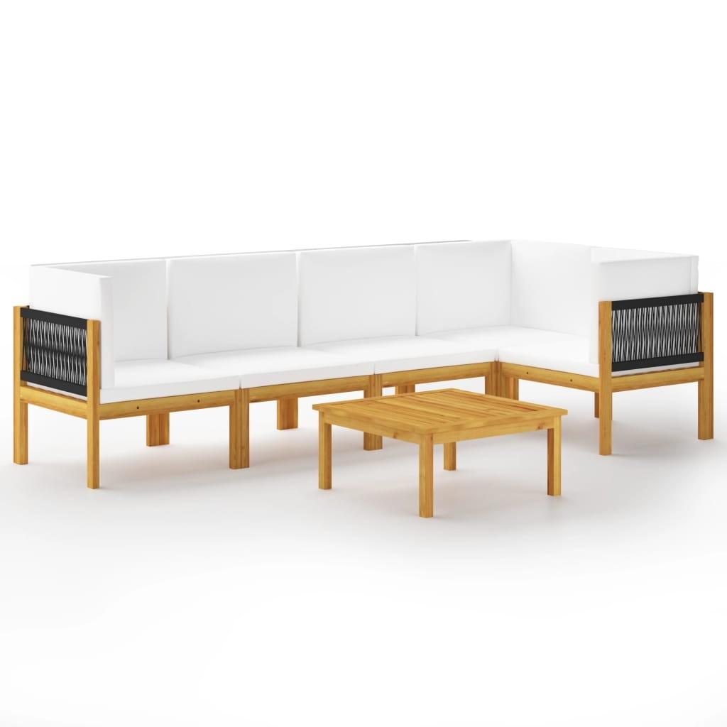 6-delt havemøbelsæt med hynder cremefarvet 63x63 cm billede