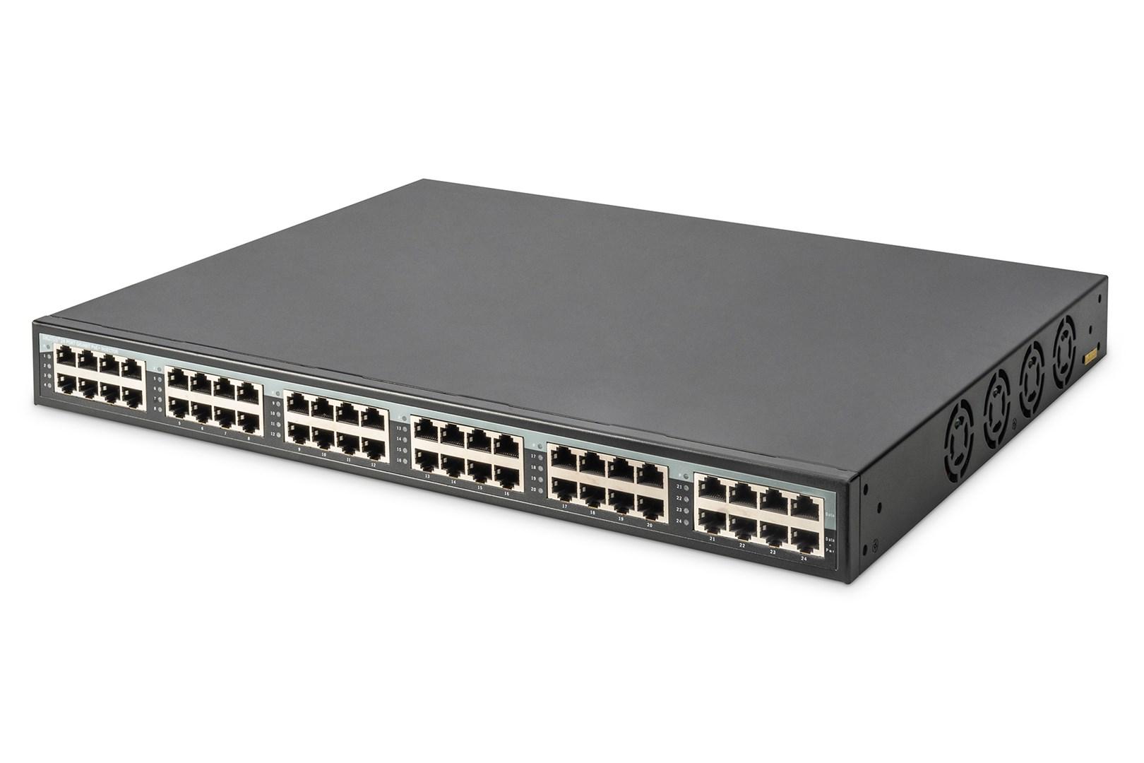 PoE+ injektor 24 porte - DIGITUS 10/100/1000, 370 W billede