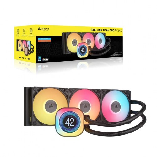 CPU vandkøler Corsair iCUE Link TITAN 360 RX LCD, 3×12 cm, sort