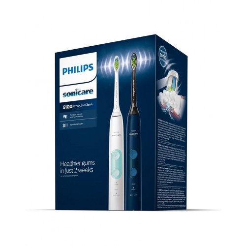 Elektrisk tandbørste Philips Sonicare ProtectiveClean 5100 – 2-pack (hvid/mint + blå)