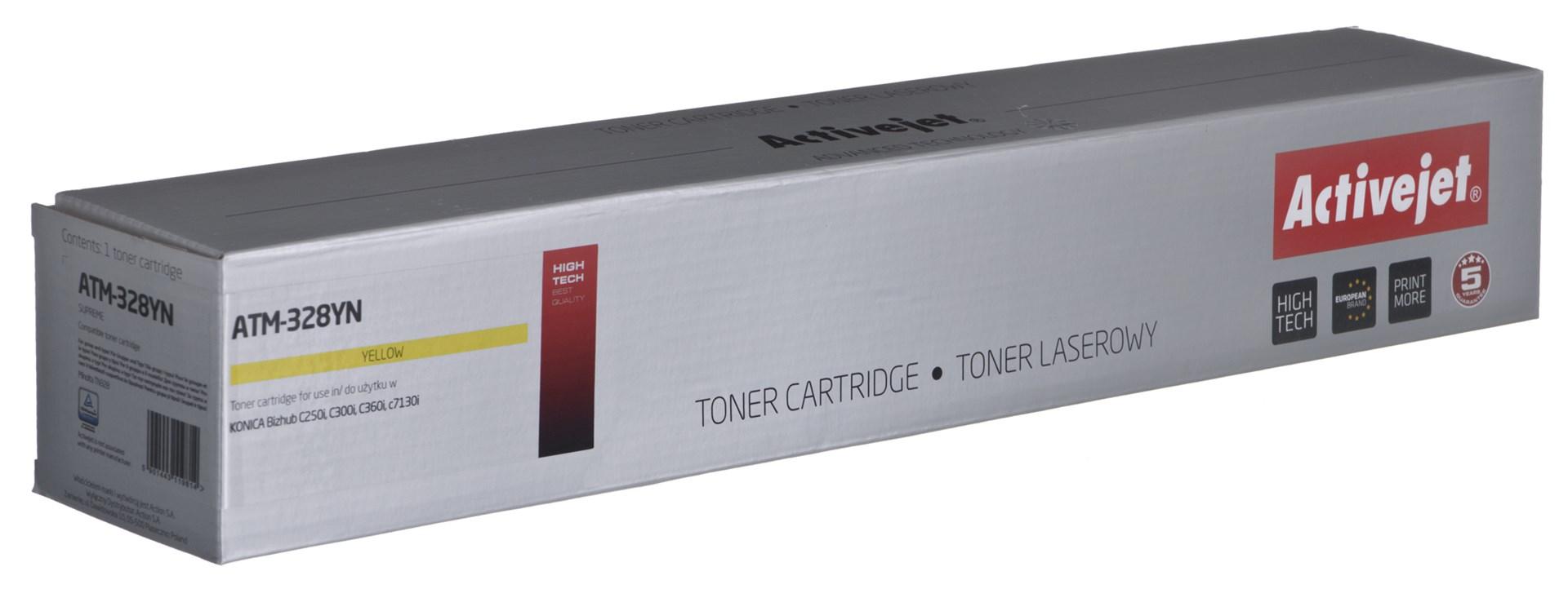 Toner til laserprinter Activejet ATM-328YN gul – erstatning for Konica Minolta TN328Y, Supreme, 28.000 sider