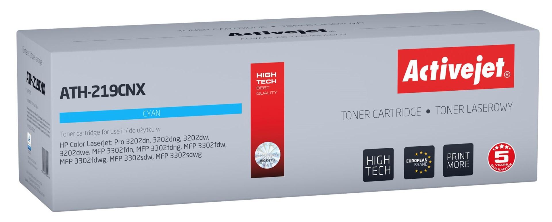 Tonerpatron cyan til HP – Activejet ATH-219CNX (219X W2191X, med chip, 2.500 sider)