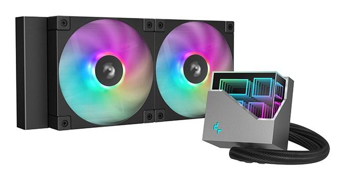 CPU vandkøler 240 mm – DeepCool LT240, sort, 2×120 mm RGB billede