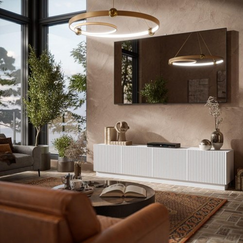 TV-bord Cama MEBLE LIVERTI 200×42×48 cm – hvid