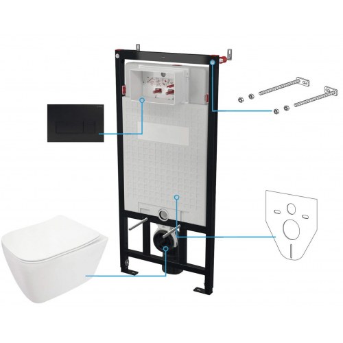 Indbygningscisterne sæt til væghængt toilet 6-i-1 – deante