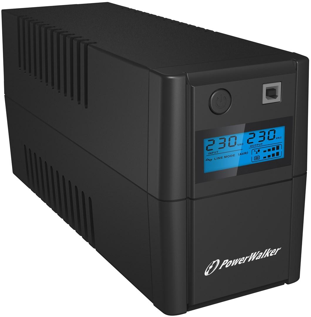 UPS strømforsyning – PowerWalker VI 650 SHL FR, line‑interactive, 0,65 kVA / 360 W, 2x Schuko
