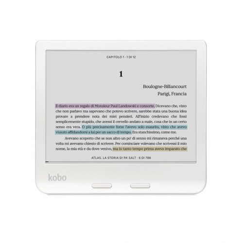 E-bogslæser KOBO Libra Colour 7" touch, 32 GB, Wi‑Fi, hvid
