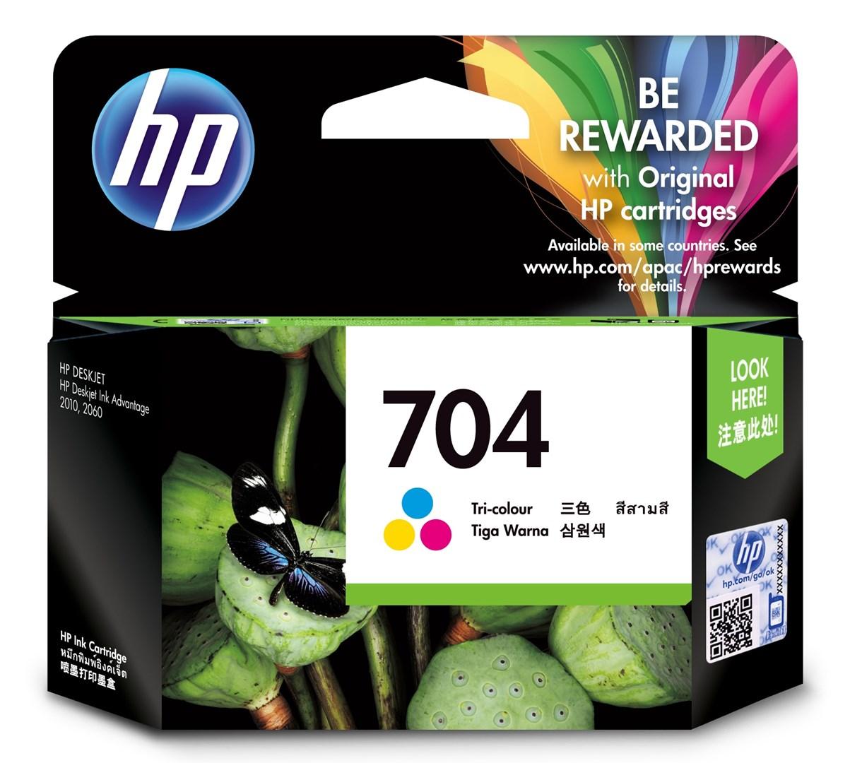 Blækpatron til printer HP 704 Tri-colour – Cyan, Magenta, Gul (Original Ink Advantage) billede