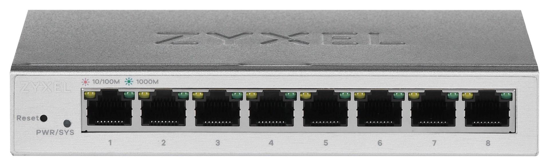 Netværksswitch Zyxel GS1200-8 – Managed Gigabit (10/100/1000), sølv