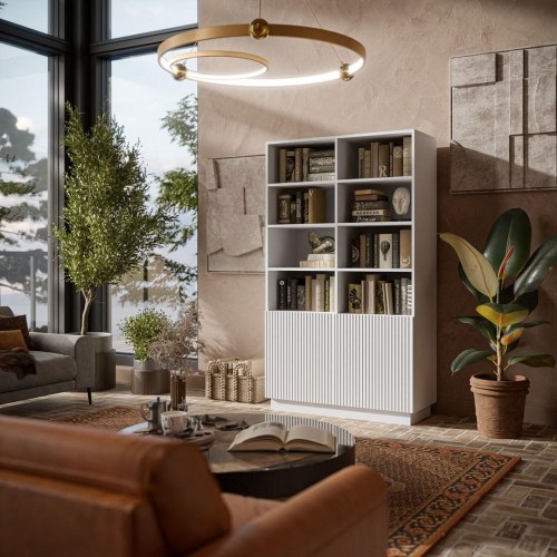 Reol med låger Cama LIVERTI 100×42×171 cm – hvid