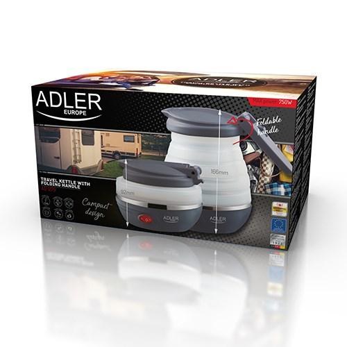 Elkedel rejse – Adler AD 1279, 0,6 l, 750 W, sort/hvid