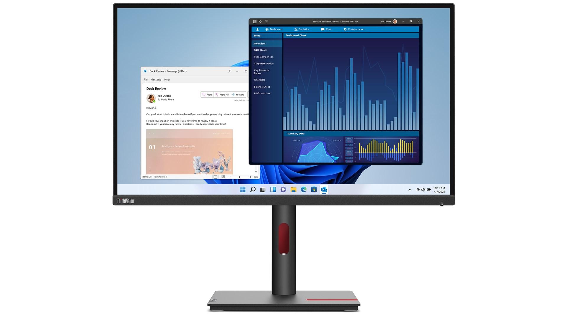 Skærm 27" Lenovo ThinkVision T27p-30 4K UHD (3840×2160) - sort billede