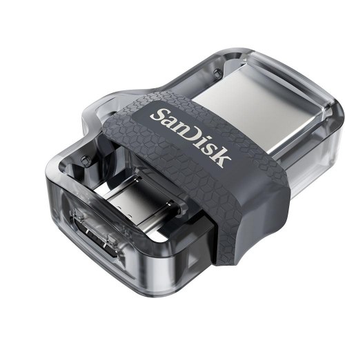 USB stik SanDisk Ultra Dual m3.0 32 GB – USB-A/Micro-USB, 3.2 Gen 1, sort/sølv/transparent