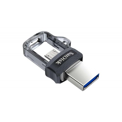 USB stik SanDisk Ultra Dual m3.0 32 GB – USB-A/Micro-USB, 3.2 Gen 1, sort/sølv/transparent