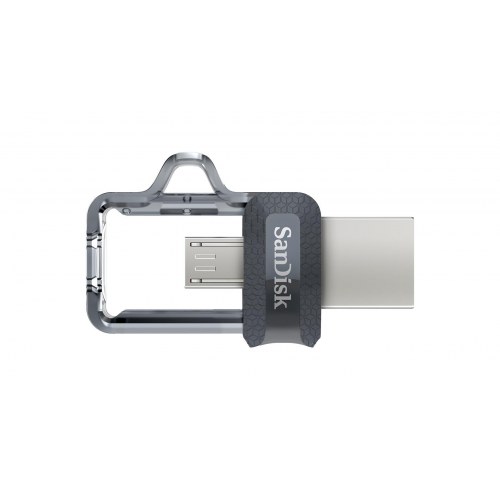 USB stik SanDisk Ultra Dual m3.0 32 GB – USB-A/Micro-USB, 3.2 Gen 1, sort/sølv/transparent
