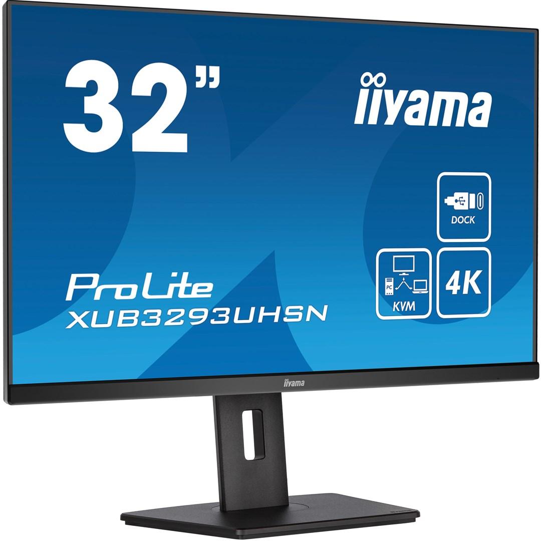 Skærm 32" iiyama ProLite 4K IPS med USB-C dock og KVM billede