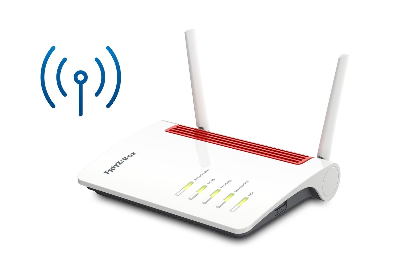 WiFi router AVM FRITZ!Box 6850 LTE – Gigabit, dual‑band 2,4/5 GHz, 4G – hvid