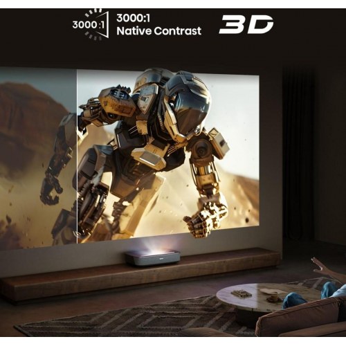 Projektor ultrakort kast – Hisense PL2 Laser, 2700 ANSI lumen, 4K UHD, 3D, sort