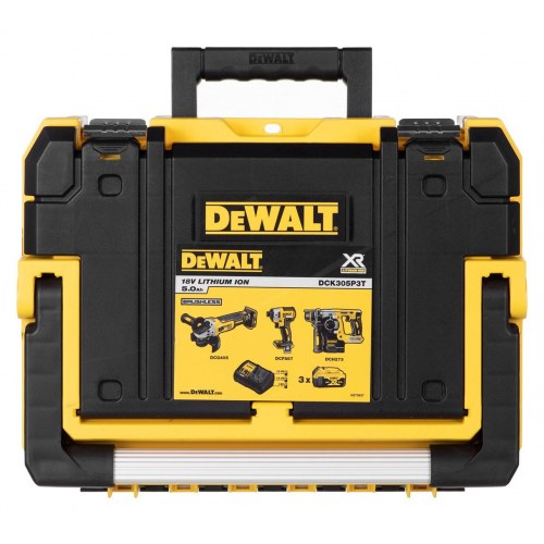 Skruemaskine sæt DeWALT DCK305P3T - slagdriver, borehammer og vinkelsliber 18 V